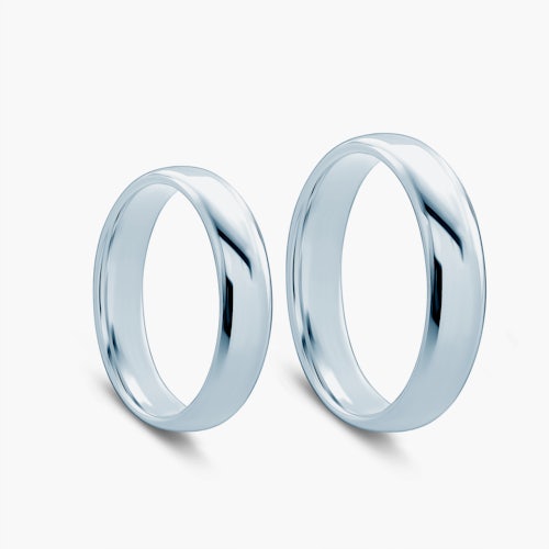 Obrączki ślubne: białe złoto, półokrągłe, 6 mm